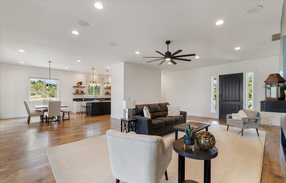 A bright, open Prescott-area living room staged for market